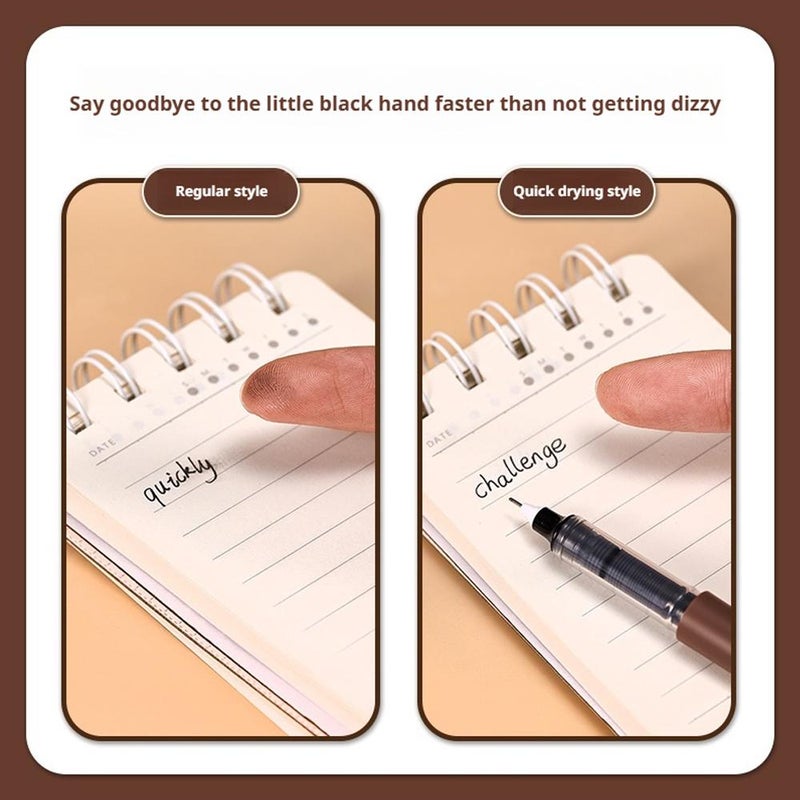 أقلام جيل سائلة بموضوع القهوة، 6 قطع 0.5 مم نقطة دقيقة حبر أسود قلم جيل لا يلطخ لمسة ناعمة لتدوين الملاحظات والرسم في المدرسة، جفاف سريع - Image 2